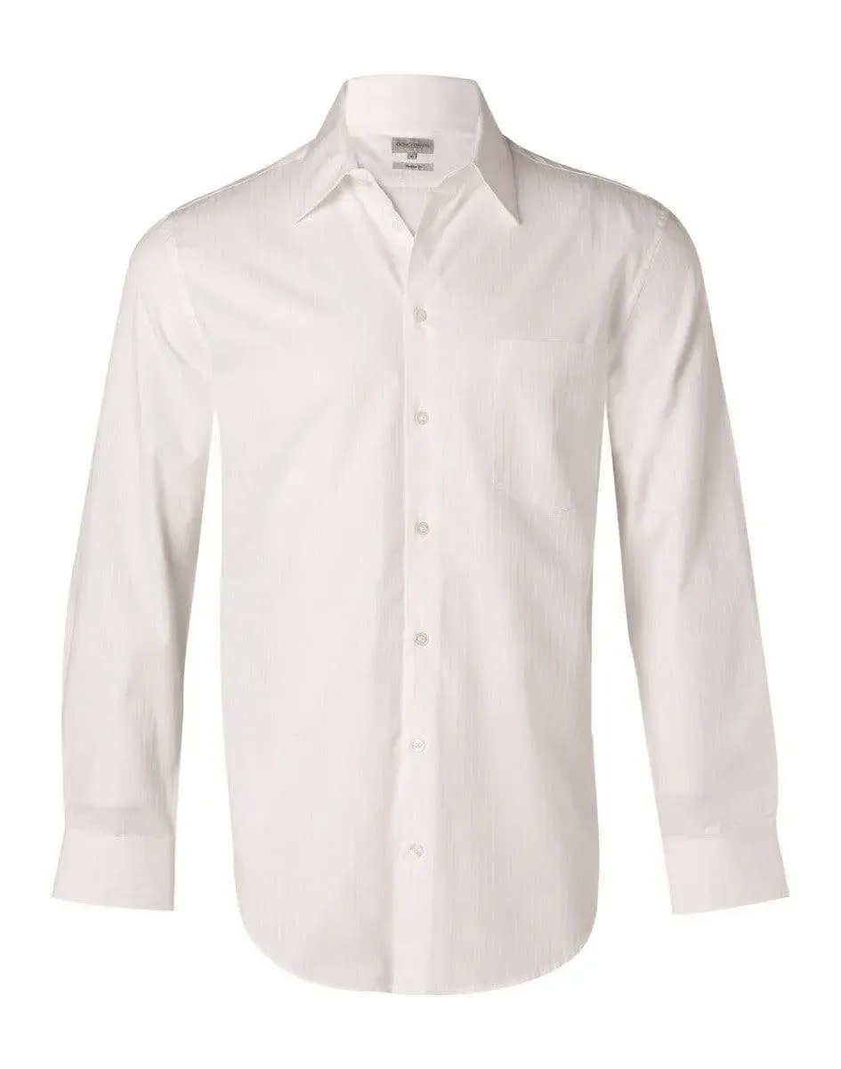 BENCHMARK Men's Self Stripe Long Sleeve Shirt M7100L